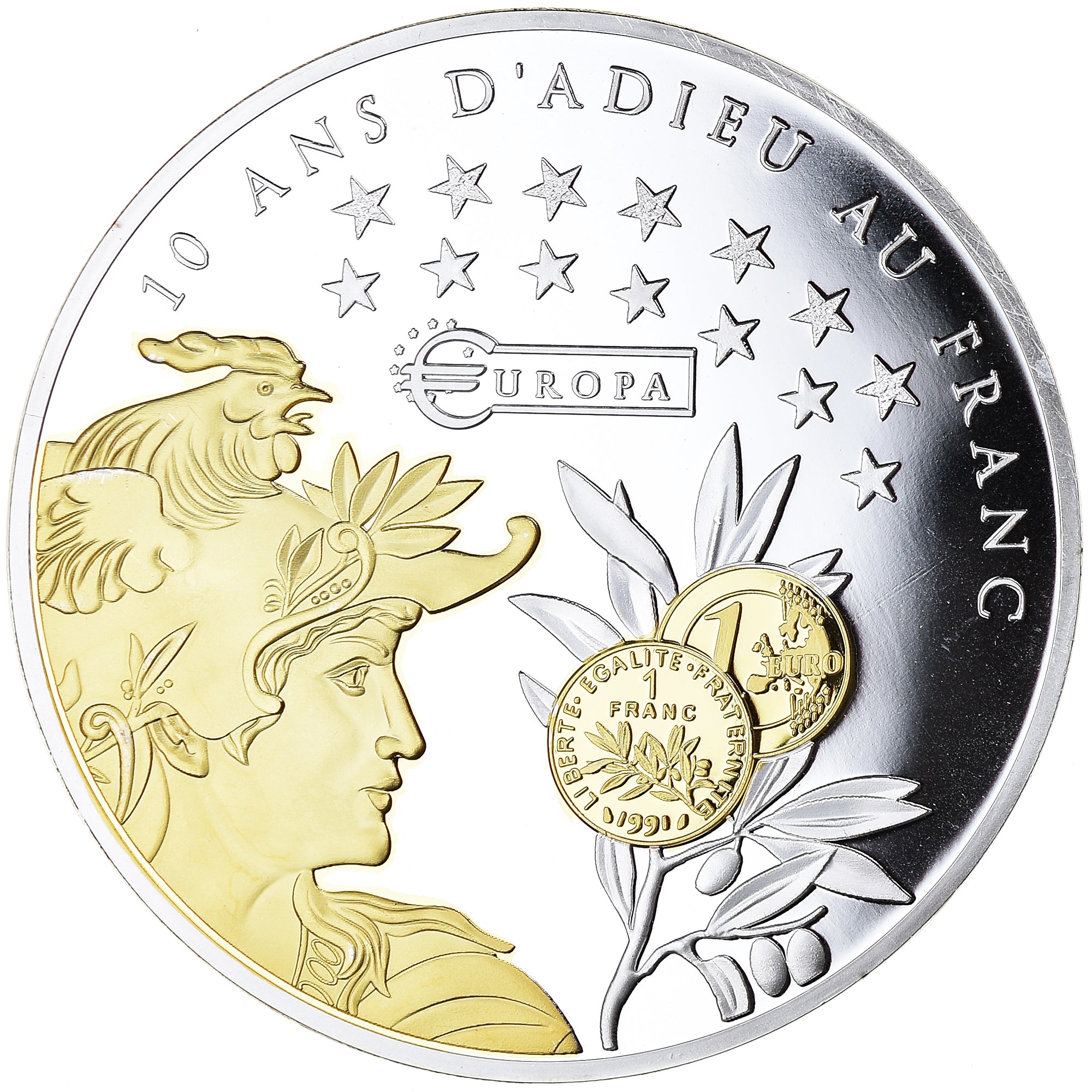 France, Médaille, 10 ans d'adieu au Franc, Les dernieres monnaies courantes