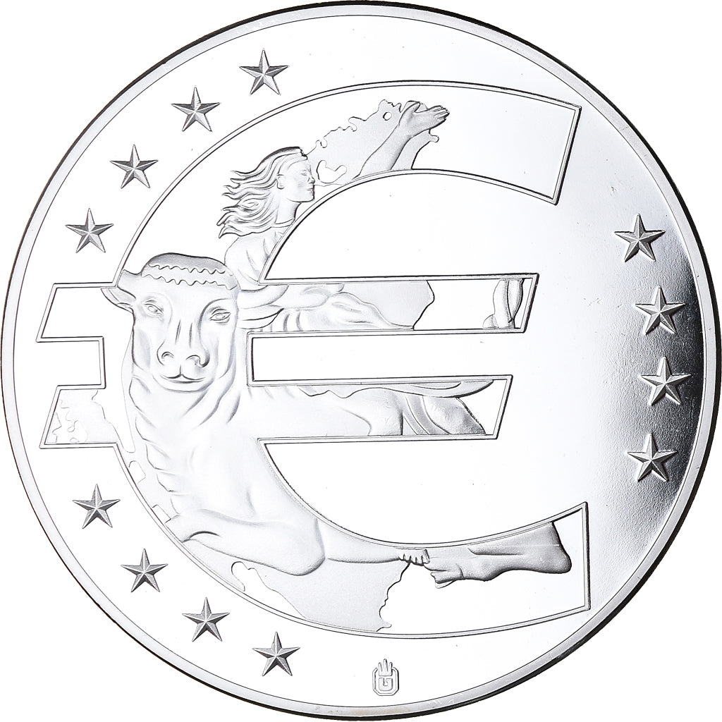France, Medal, 10 ans de l'Euro, Politics, 2009, MS(65-70), Copper Plated Silver