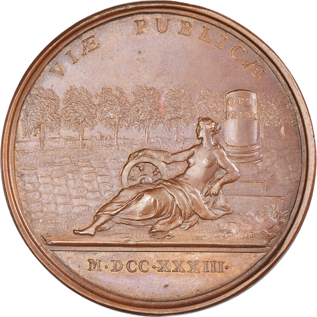 France, Médaille, Louis XV, Les grandes routes, History, 1733, Rottiers, SPL