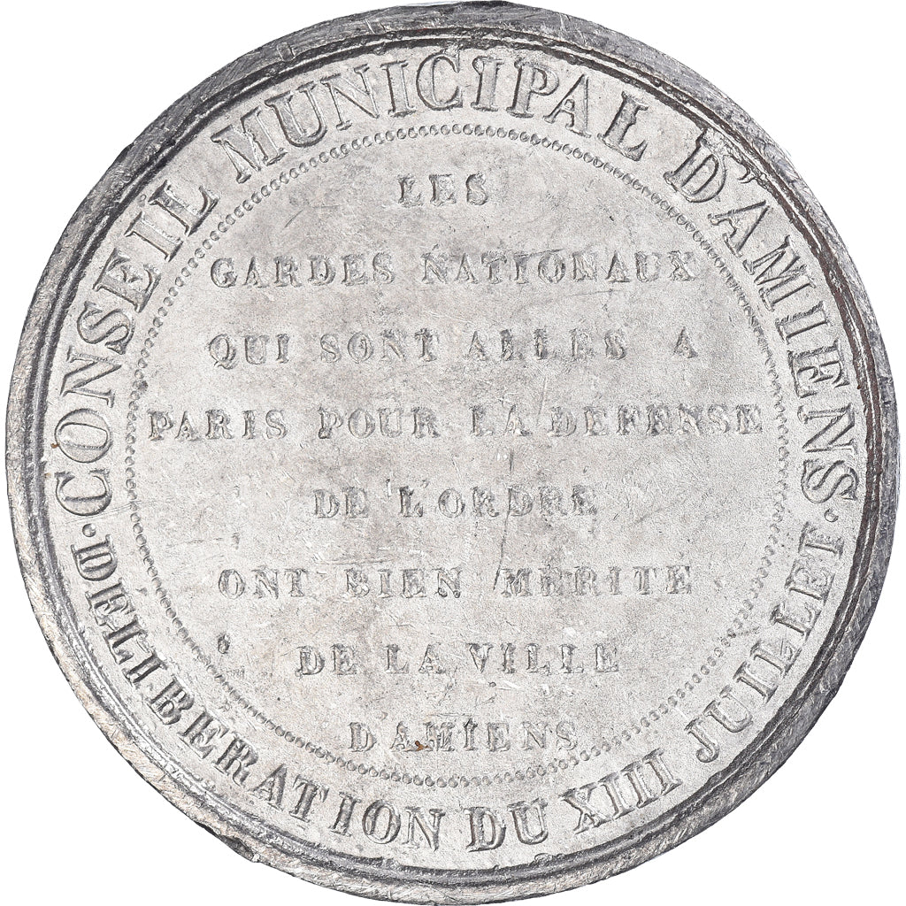 Francia, medaglia, Conseil Municipal d'Amiens, Deuxième République, 1848, BB+