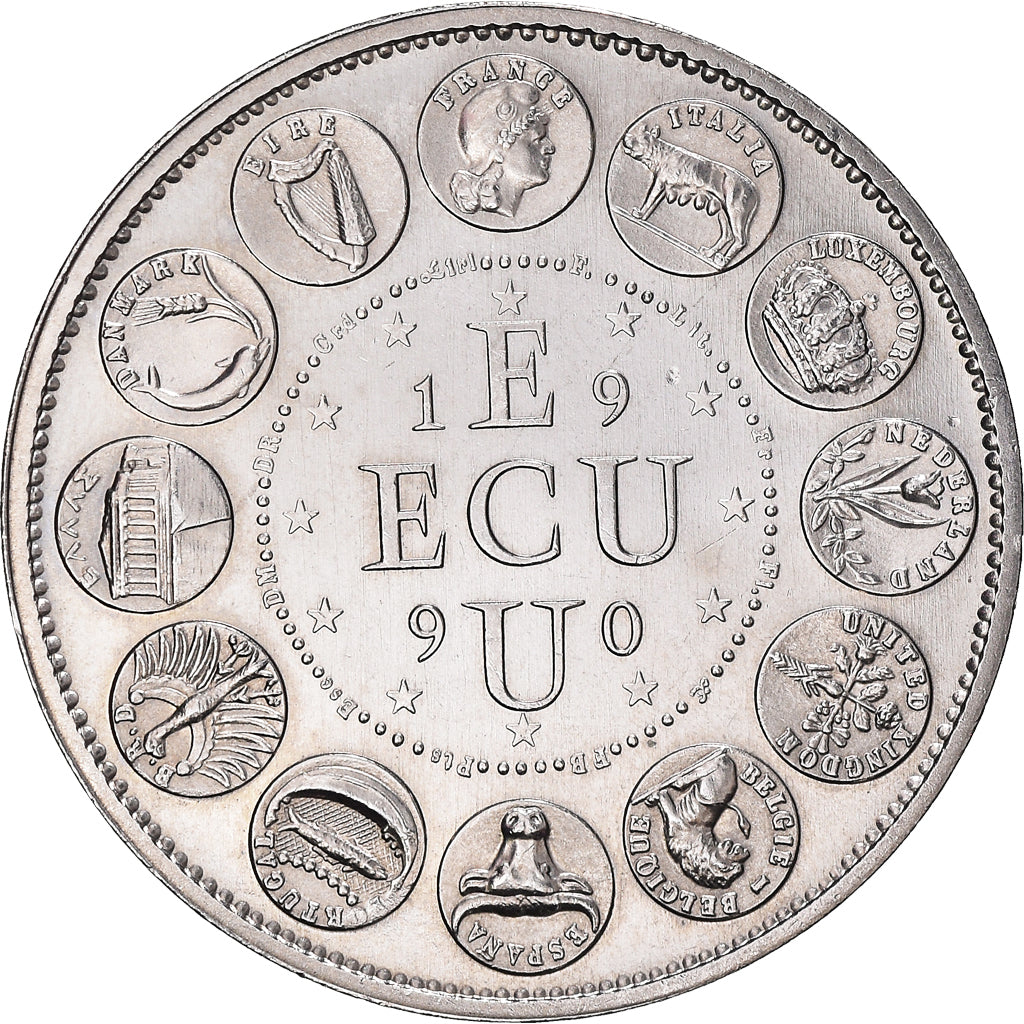Francia, medaglia, Ecu Europa, Marianne, Politics, 1990, SPL+, Rame-nichel