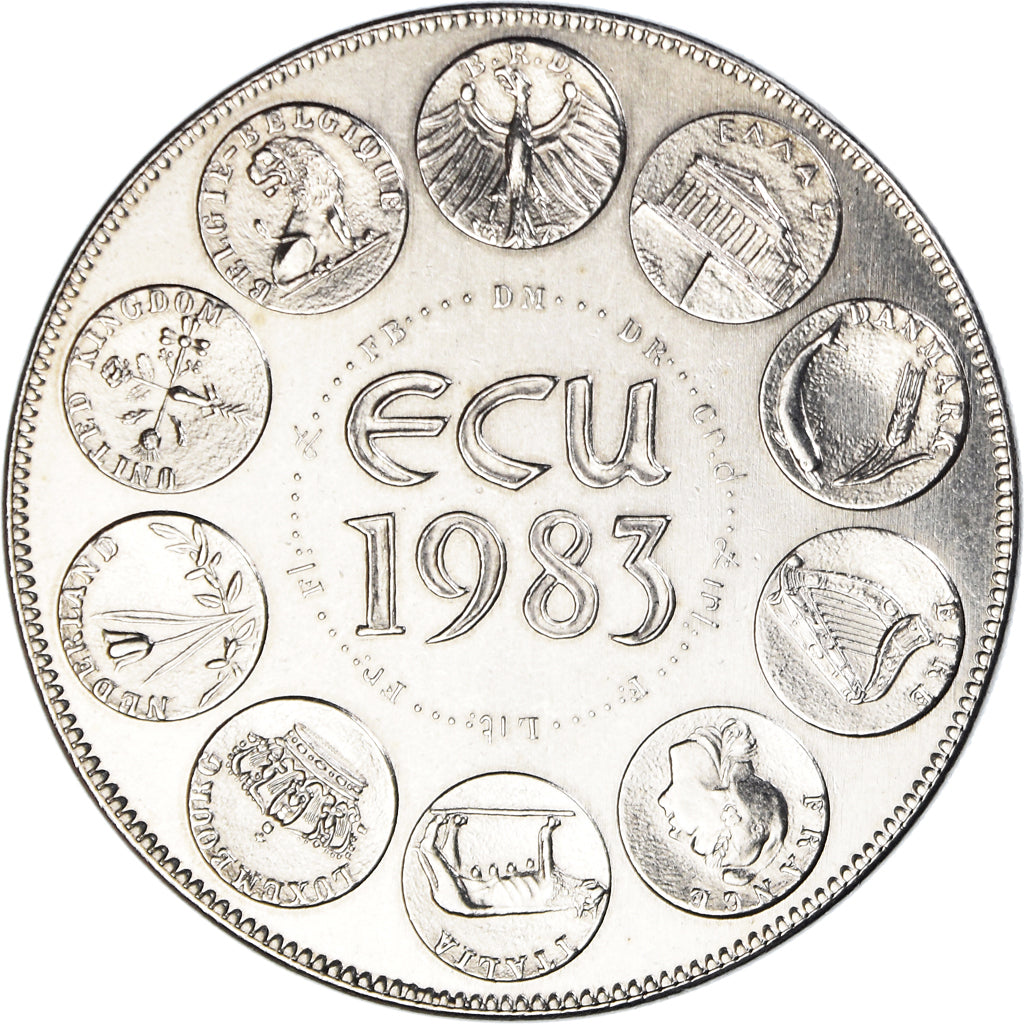 Francia, medalla, Ecu Europa, Europe Assise, Politics, 1983, FDC, Cobre -