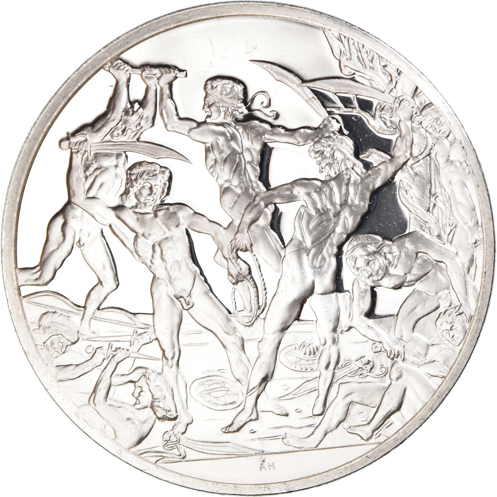 Francja, medal, Bataille de nus, Pollaiolo, Sztuka i Kultura, AU(55-58), Srebro