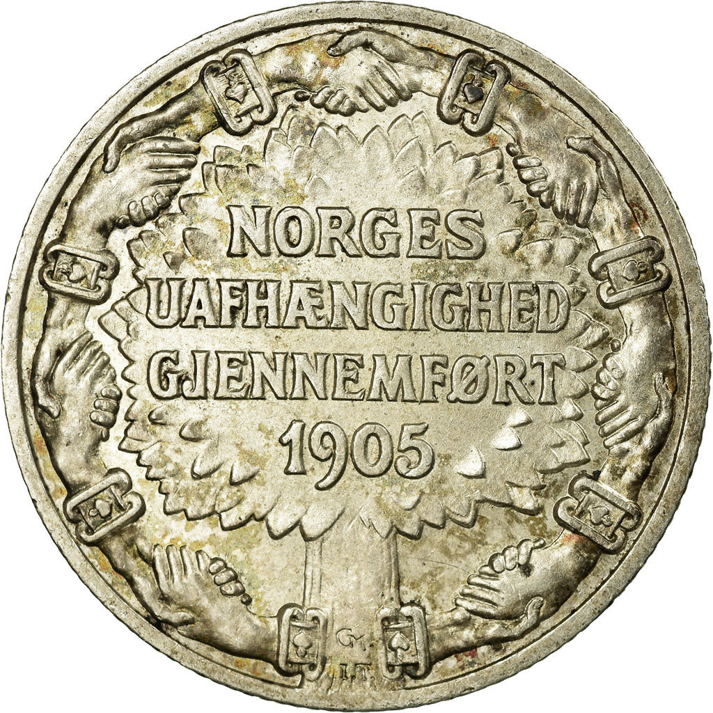 Coin, Norway, Haakon VII, 2 Kroner, 1906, AU(55-58), Silver, KM:363