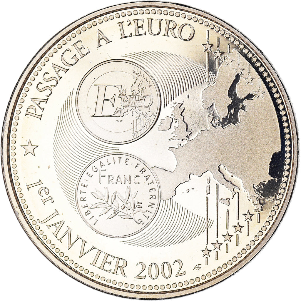 France, Medal, Passage à l'Euro, 2002, Society, 2002, MS(65-70), Copper-nickel