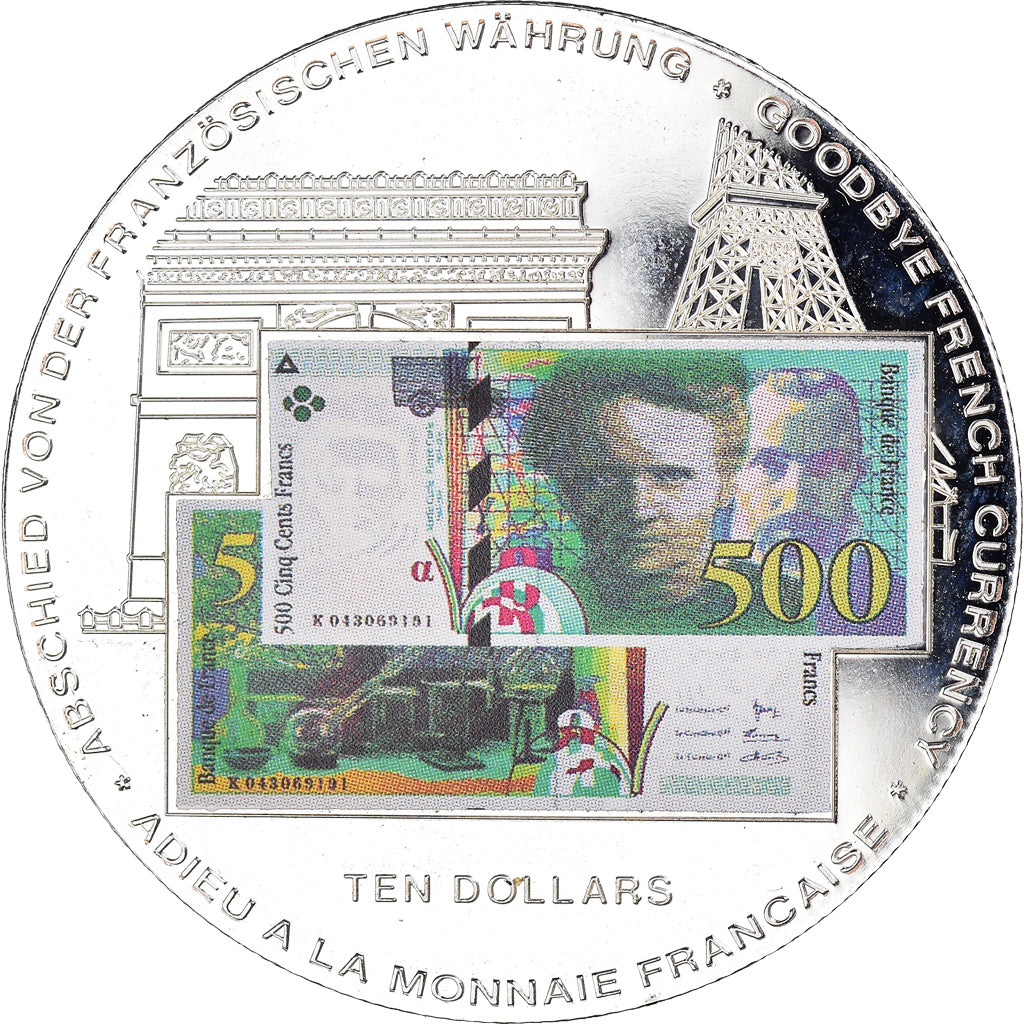 Libéria, Médaille, Adieu à la Monnaie Française, Ten Dollars, 2002, SPL