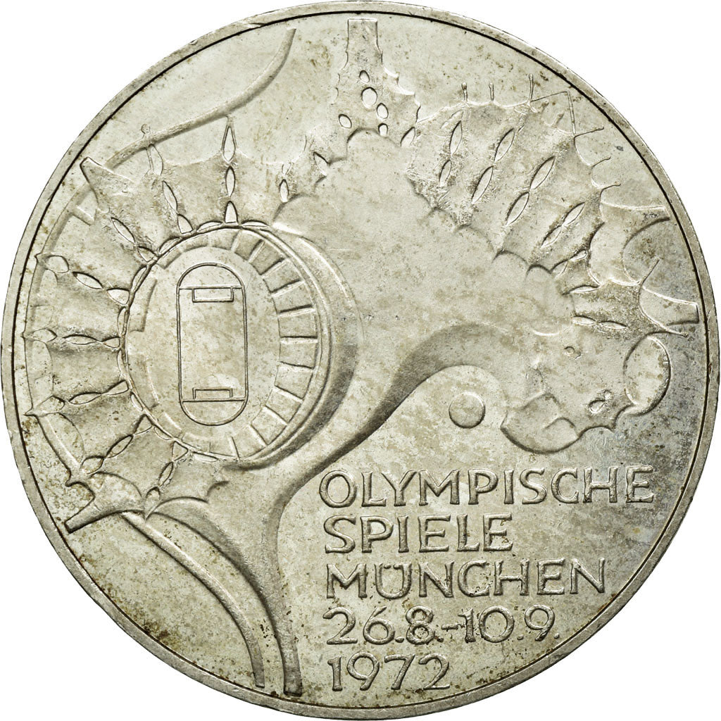 Coin, GERMANY - FEDERAL REPUBLIC, 10 Mark, 1972, Hamburg, AU(55-58), Silver