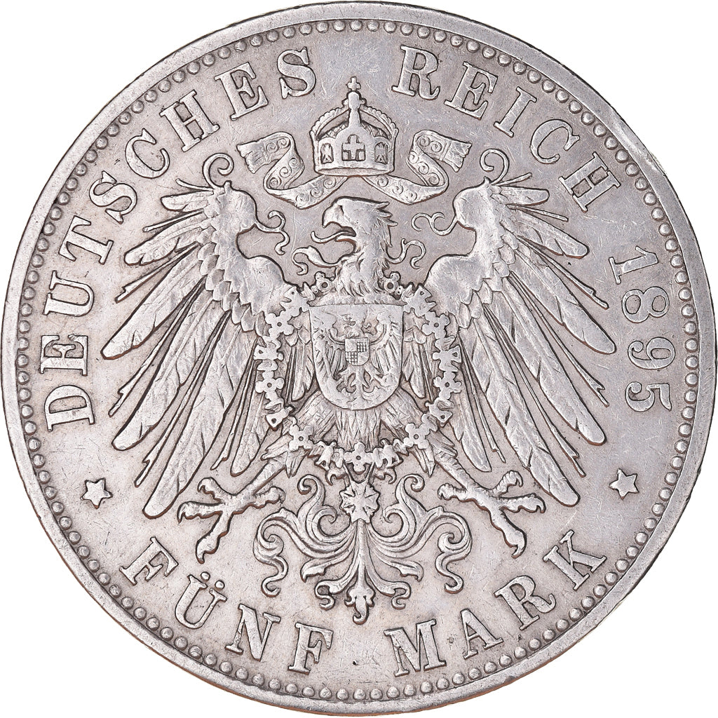 Monnaie, Etats allemands, BAVARIA, Otto, 5 Mark, 1895, Munich, TTB, Argent