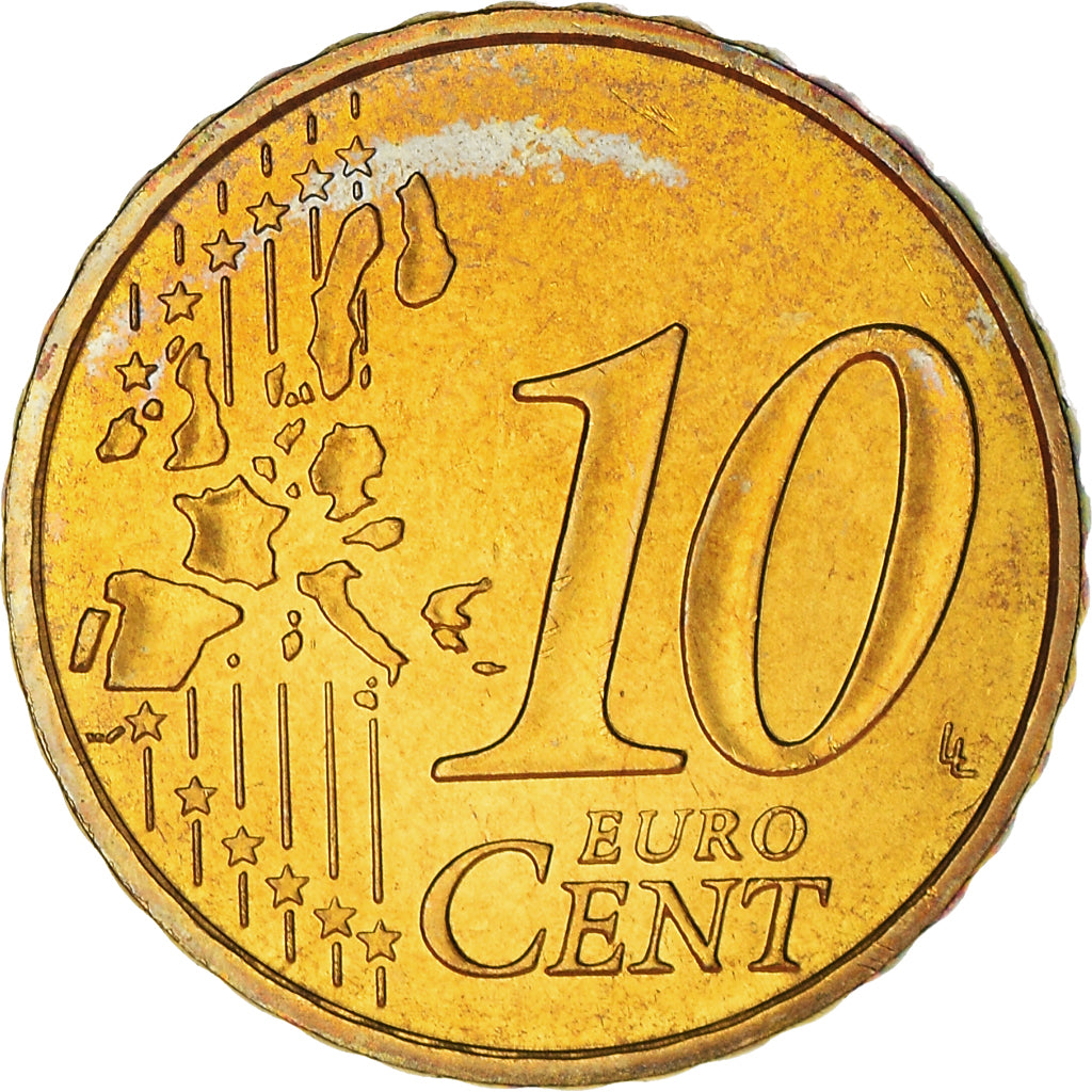 Monaco, 10 Euro Cent, 2002, Paris, SPL, Laiton, KM:170