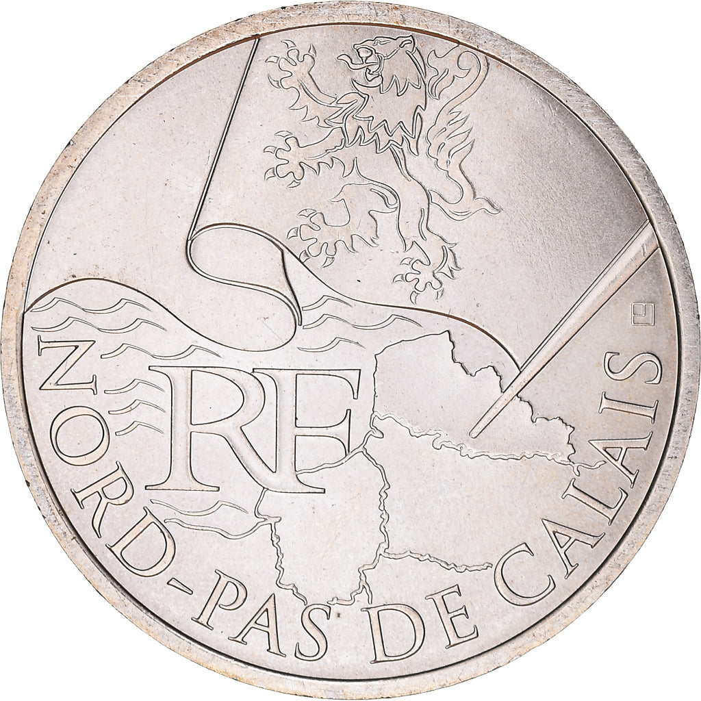 France, 10 Euro, Nord-Pas de Calais, 2010, Paris, MS(64), Silver, Gadoury:EU399