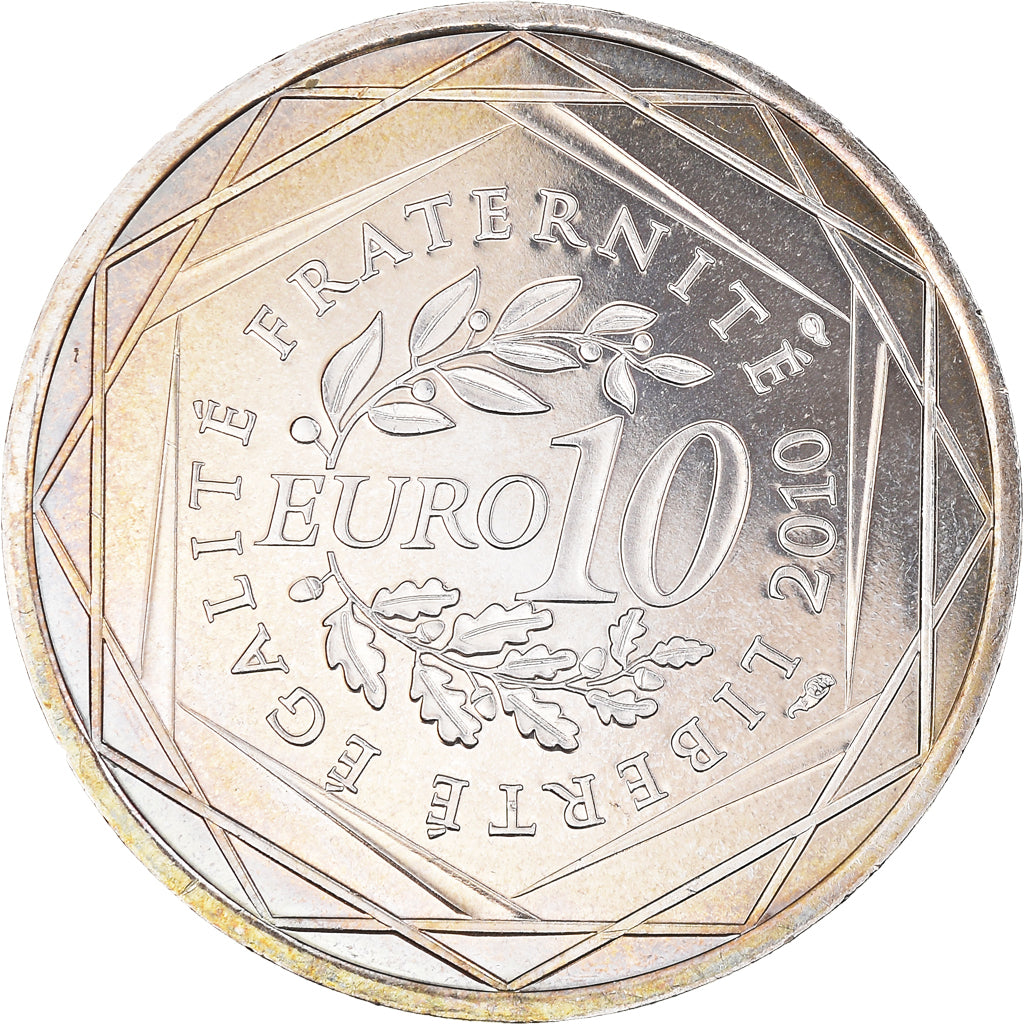 France, 10 Euro, Centre, Euros des régions, 2010, Paris, MS(63), Silver
