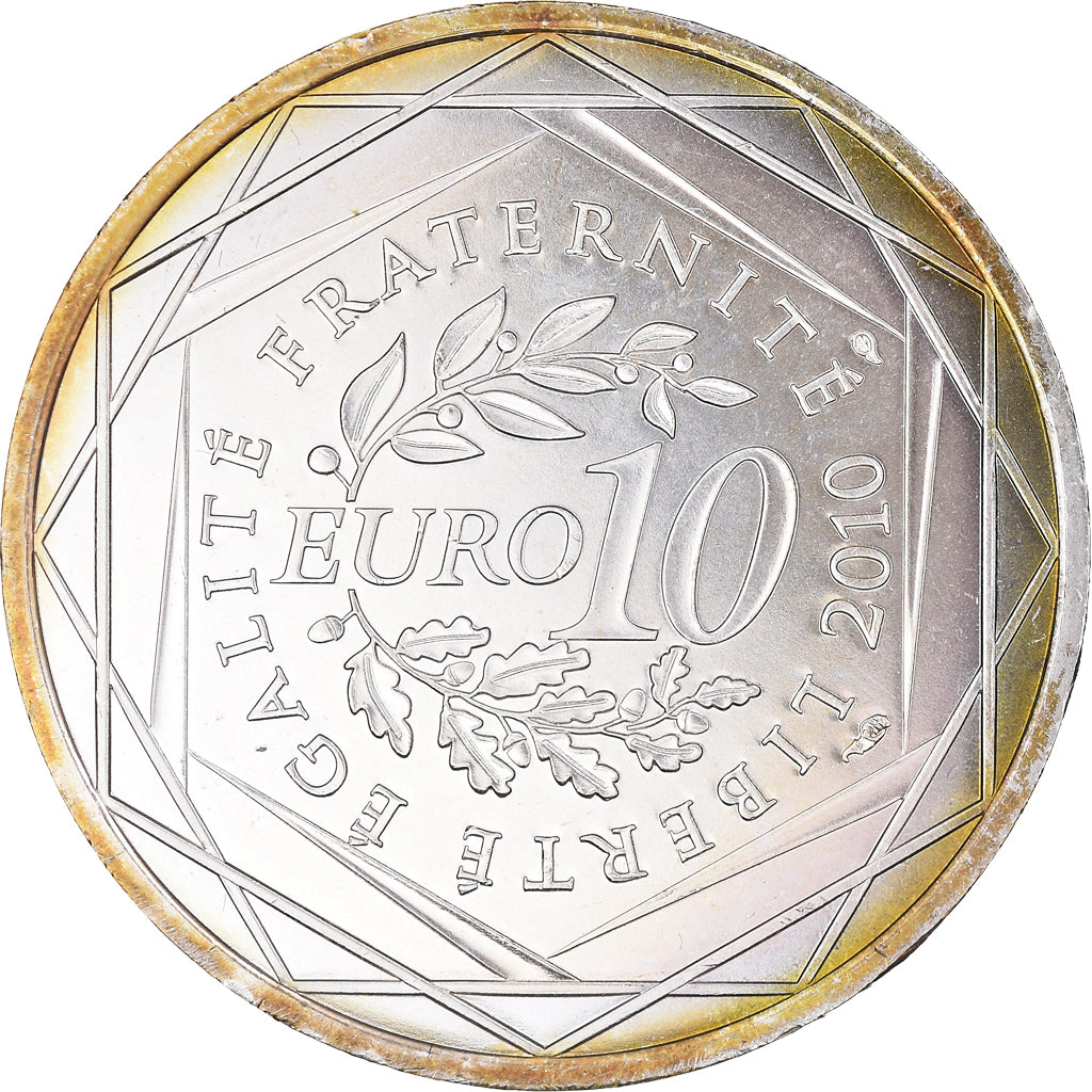 Francja, 10 Euro, Euros des régions, 2010, Réunion, MS(64), Srebro