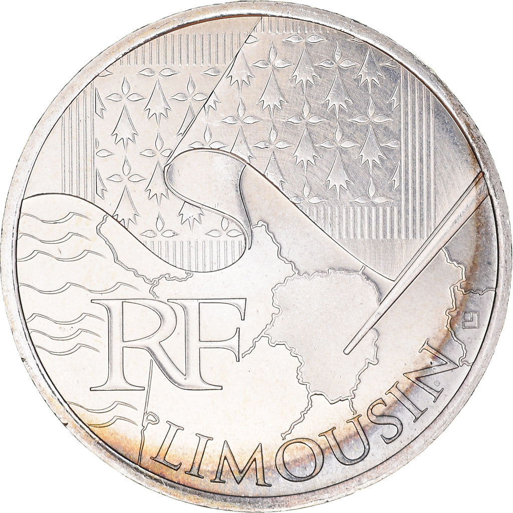 France, 10 Euro, Limousin, Euros des régions, 2010, MS(64), Silver