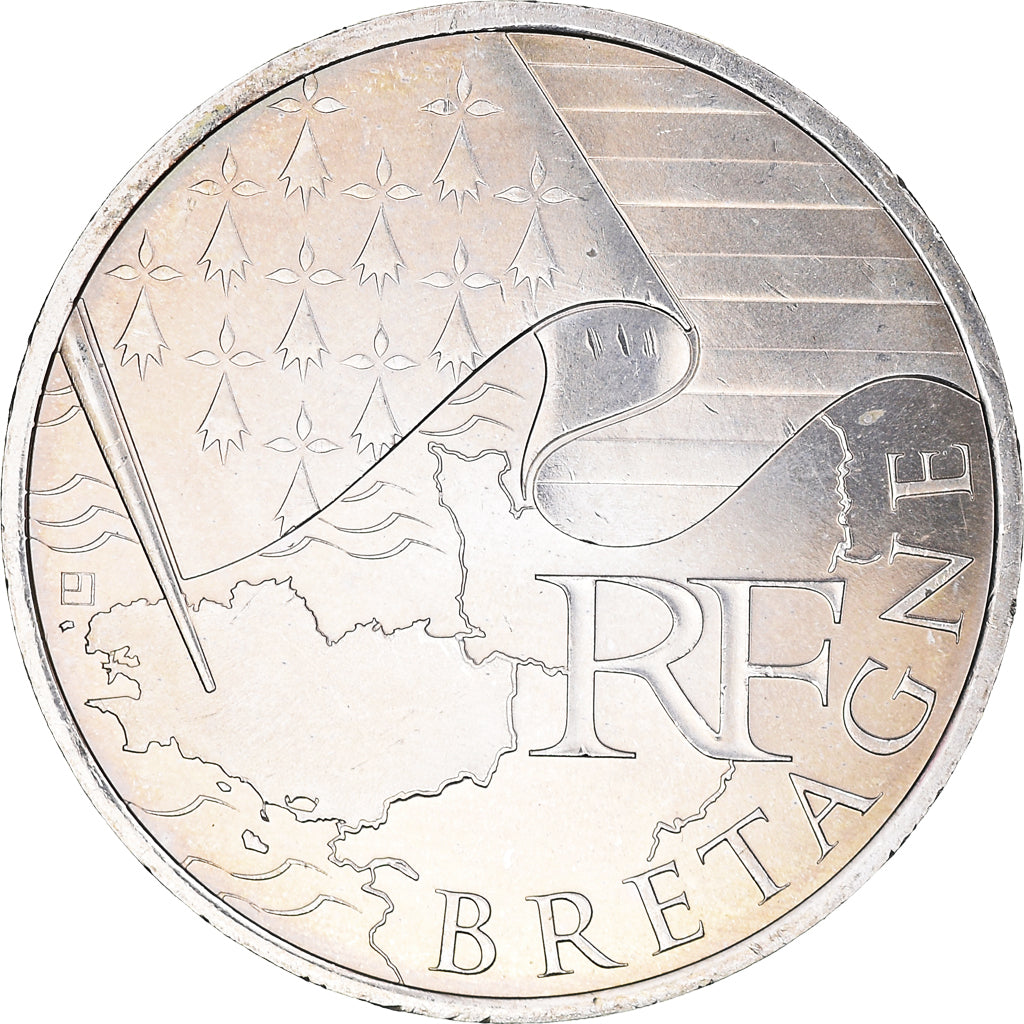 Frankrijk, 10 Euro, Bretagne, Euros des régions, 2010, Paris, UNC, Zilver