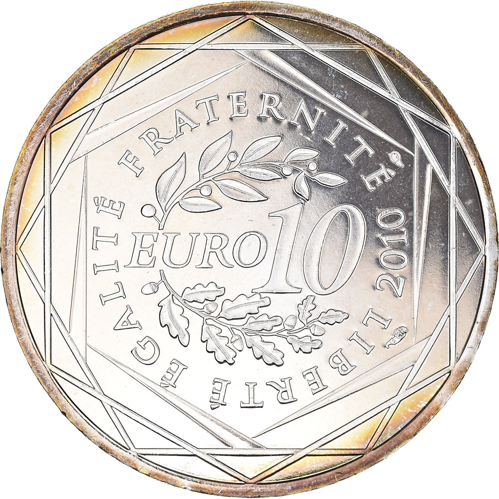Francja, 10 Euro, Aquitaine, Euros des régions, 2010, MS(64), Srebro