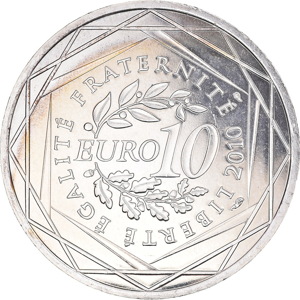Francja, 10 Euro, Rhône Alpes, Euros des régions, 2010, Paris, MS(64), Srebro