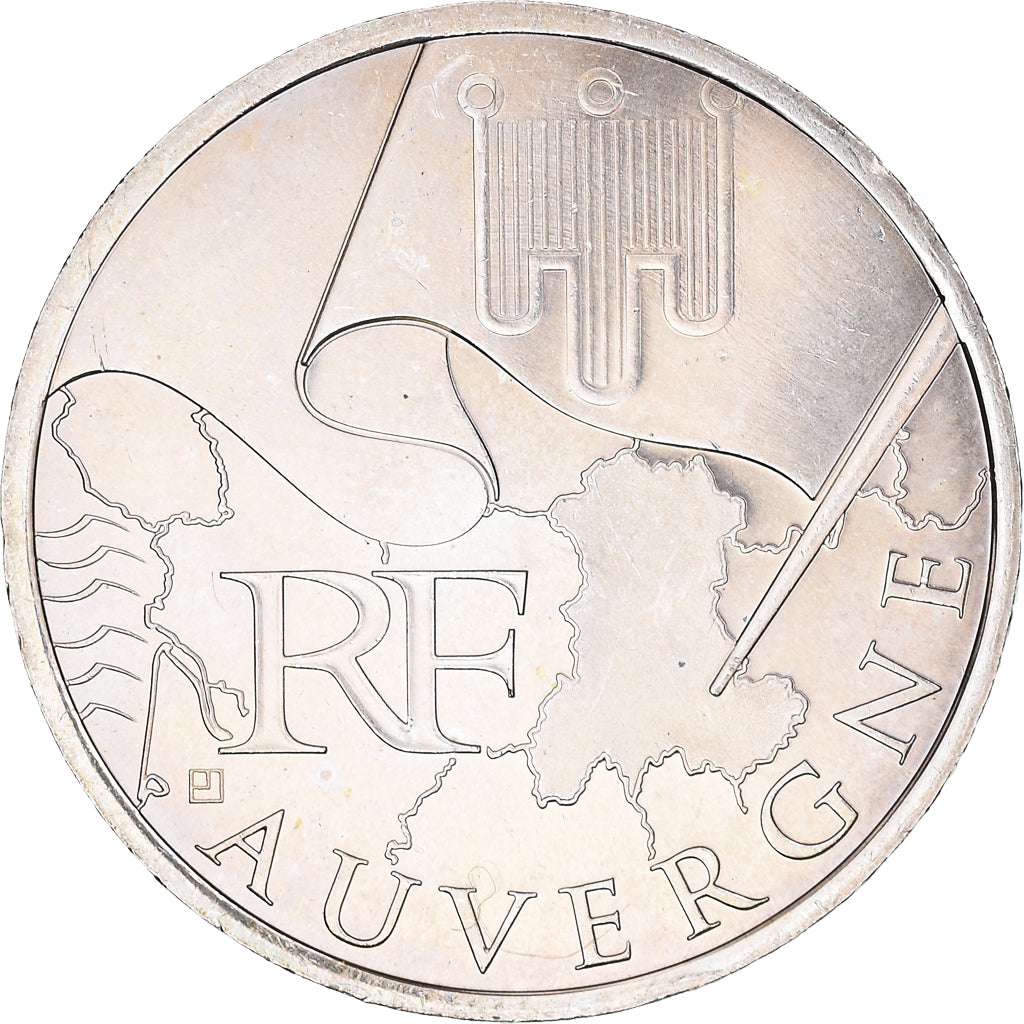 Frankrijk, 10 Euro, Auvergne, Euros des régions, 2010, UNC, Zilver
