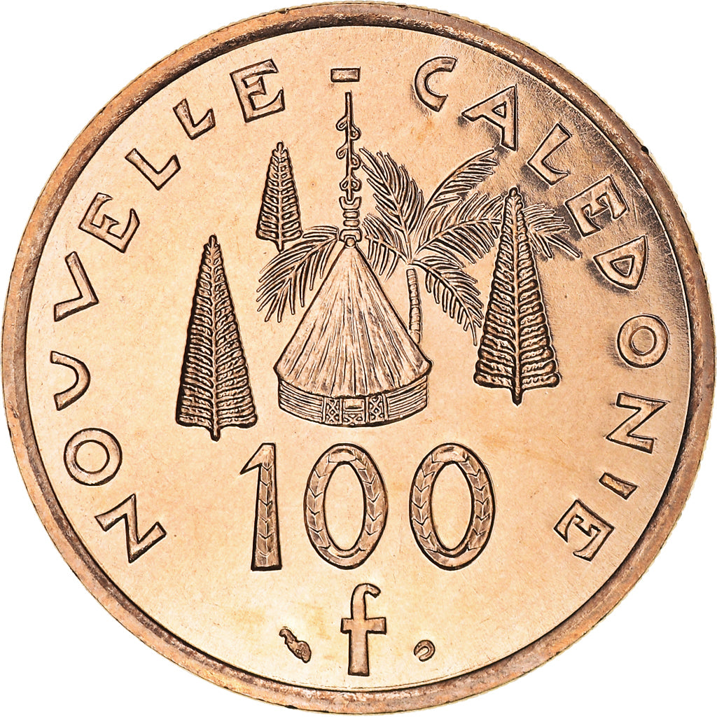 Moeda, Nova Caledónia, 100 Francs, 2001, Paris, MS(65-70), Níquel-Bronze