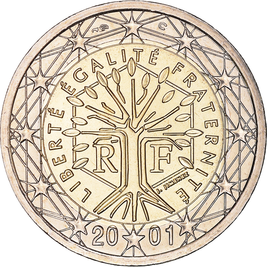 Francia, 2 Euro, 2001, Paris, FDC, FDC, Bimetálico, KM:1289