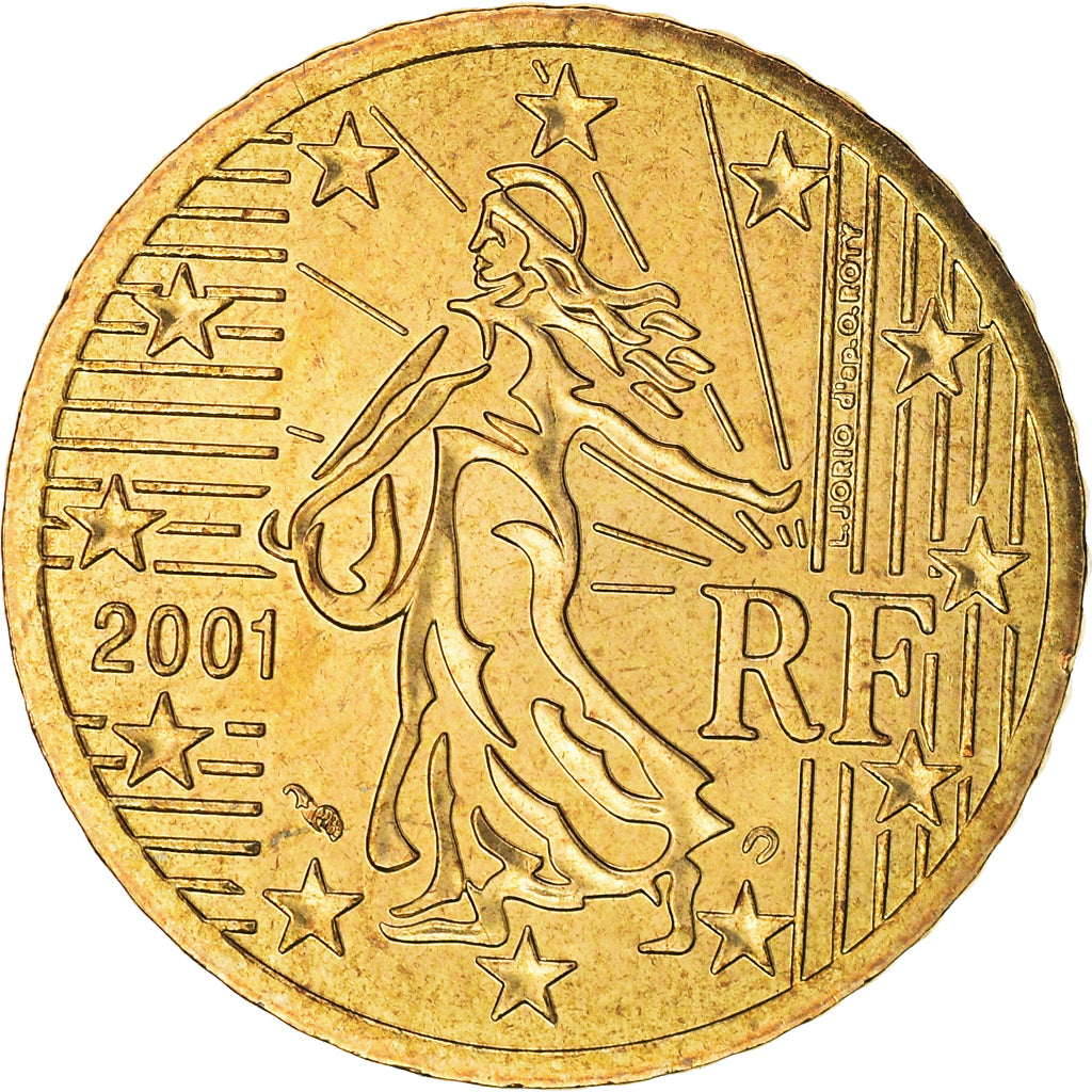 Francja, 50 Euro Cent, 2001, Paris, FDC, MS(65-70), Mosiądz, KM:1287