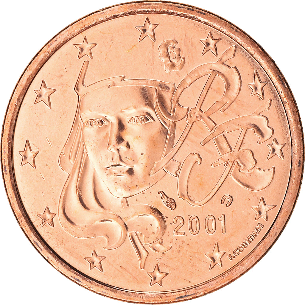 France, 5 Euro Cent, 2001, Paris, FDC, FDC, Cuivre plaqué acier, KM:1284