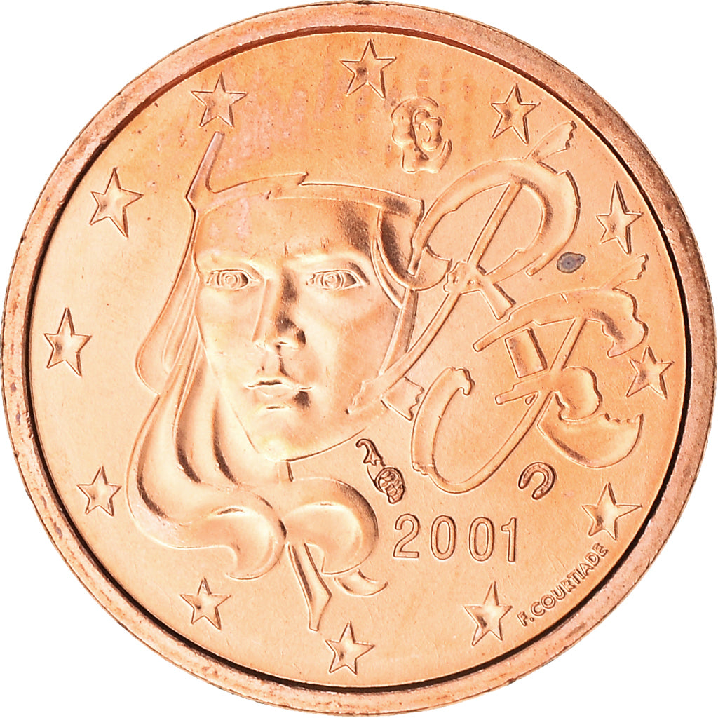 France, Euro Cent, 2001, Paris, FDC, MS(65-70), Copper Plated Steel, KM:1282