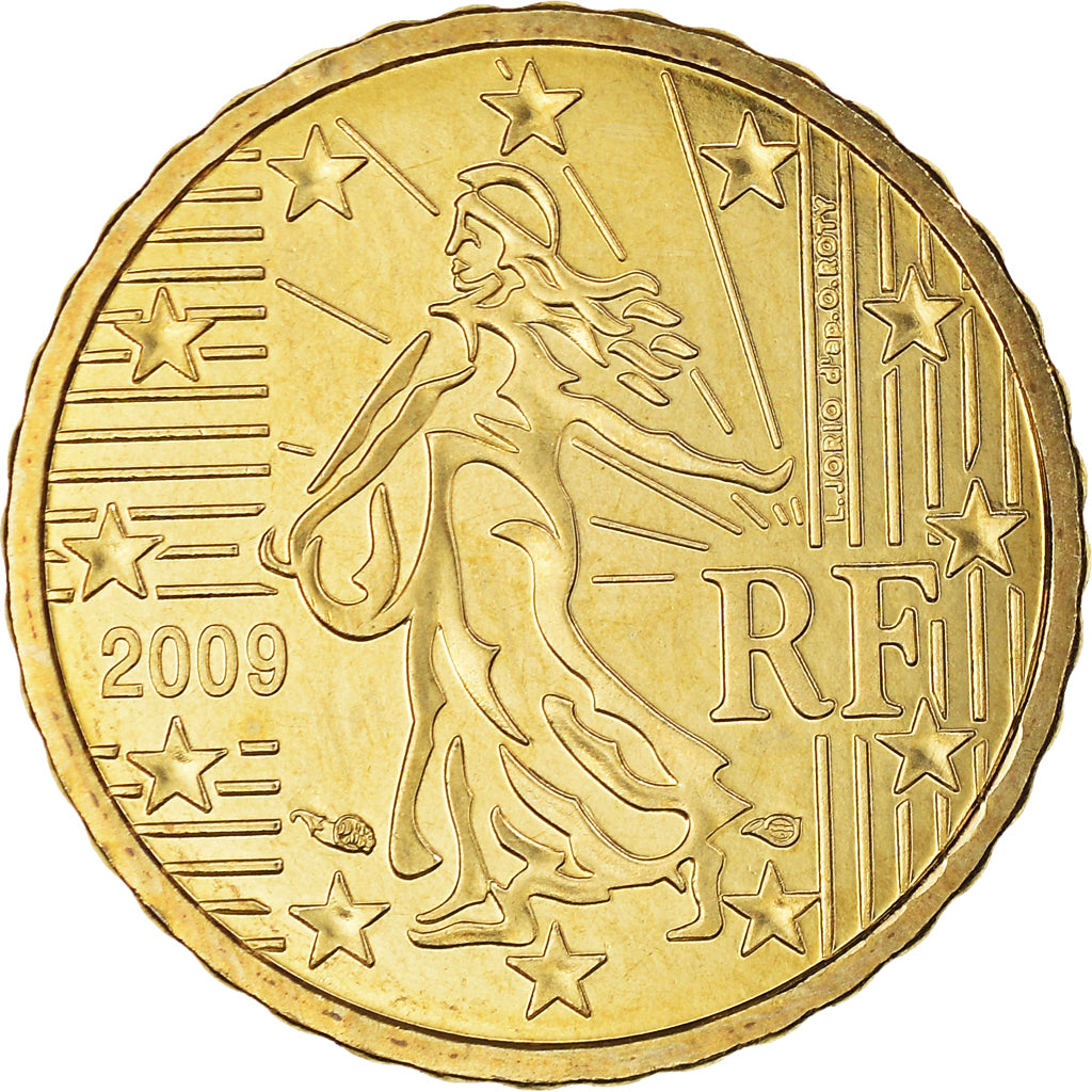 Francja, 10 Euro Cent, 2009, Paris, BU, MS(65-70), Mosiądz, KM:1410