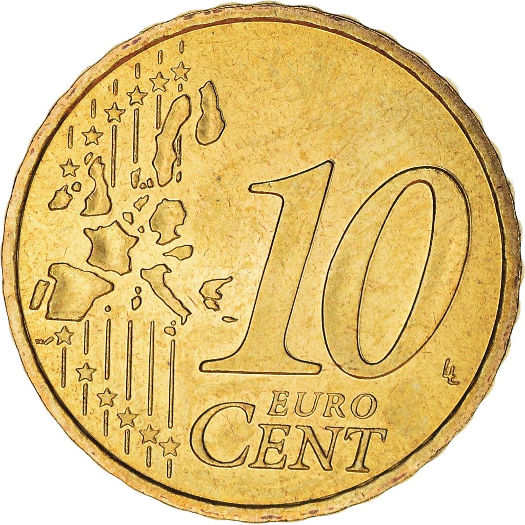 Francja, 10 Euro Cent, 2001, Paris, BU, MS(65-70), Mosiądz, KM:1285