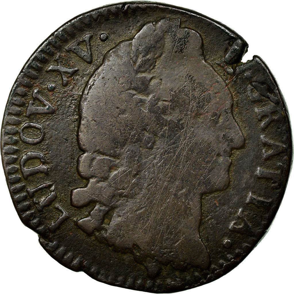 Moneta, Francia, Louis XV, Sol d'Aix, Sol, 1768, Aix, B+, Rame, KM:542