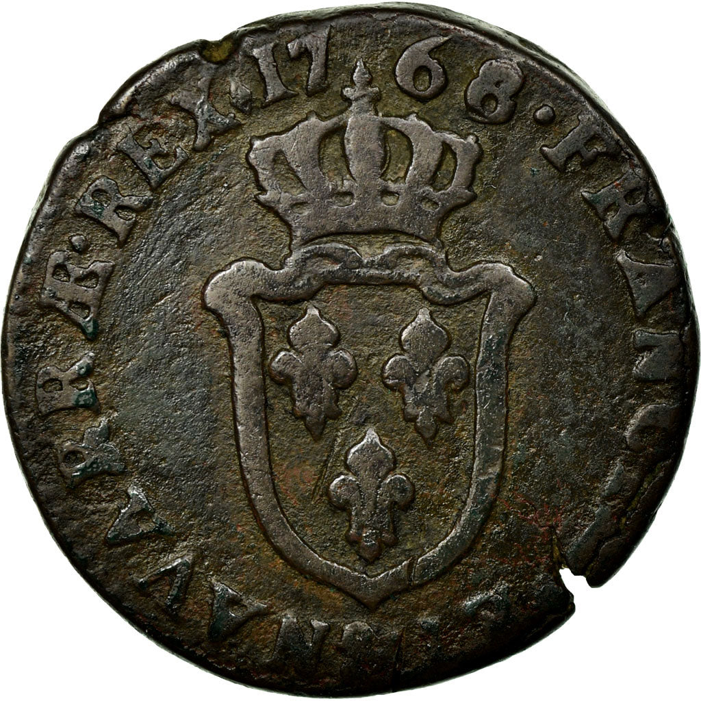 Moneta, Francia, Louis XV, Sol d'Aix, Sol, 1768, Aix, B+, Rame, KM:542