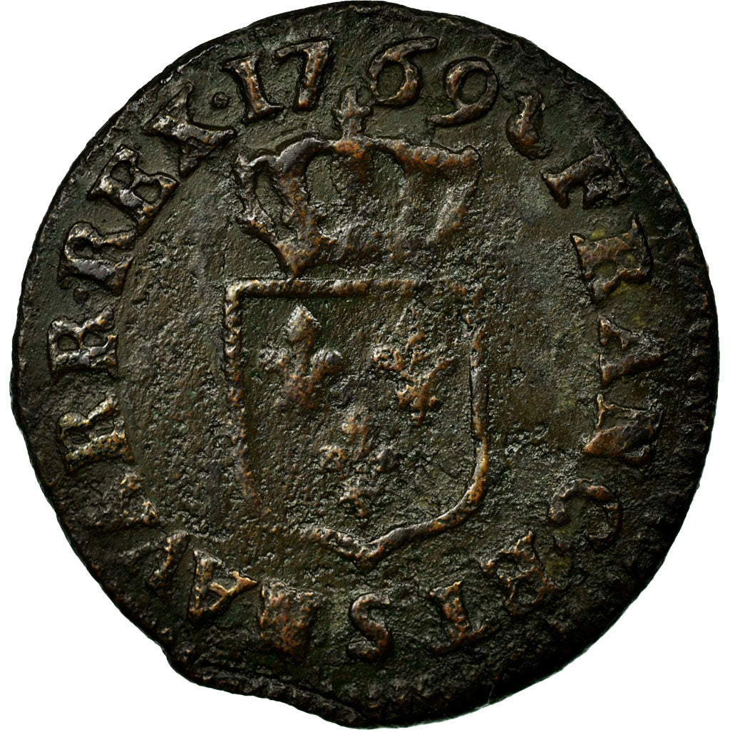 Monnaie, France, Louis XV, Liard à la vieille tête, Liard, 1769, Reims, TB