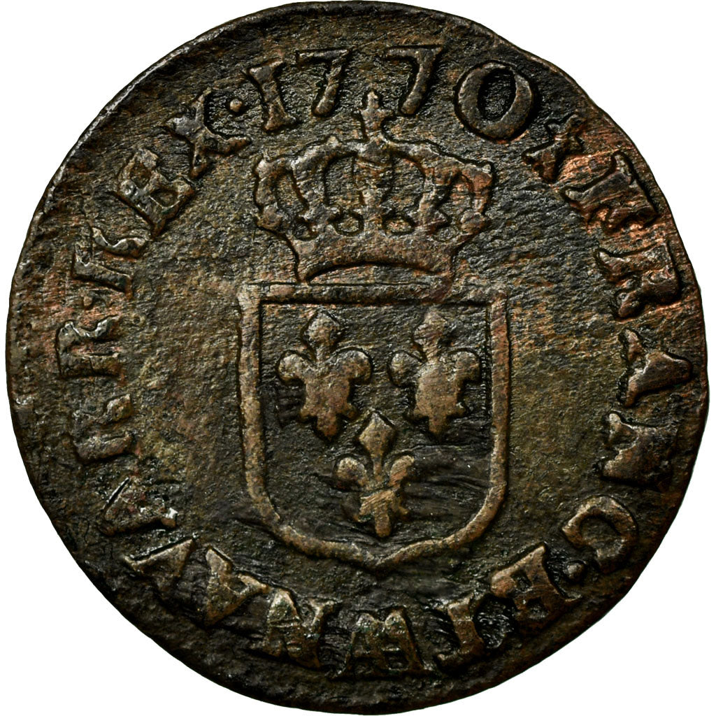 Moneta, Francia, Louis XV, Liard à la vieille tête, Liard, 1770, Metz, MB