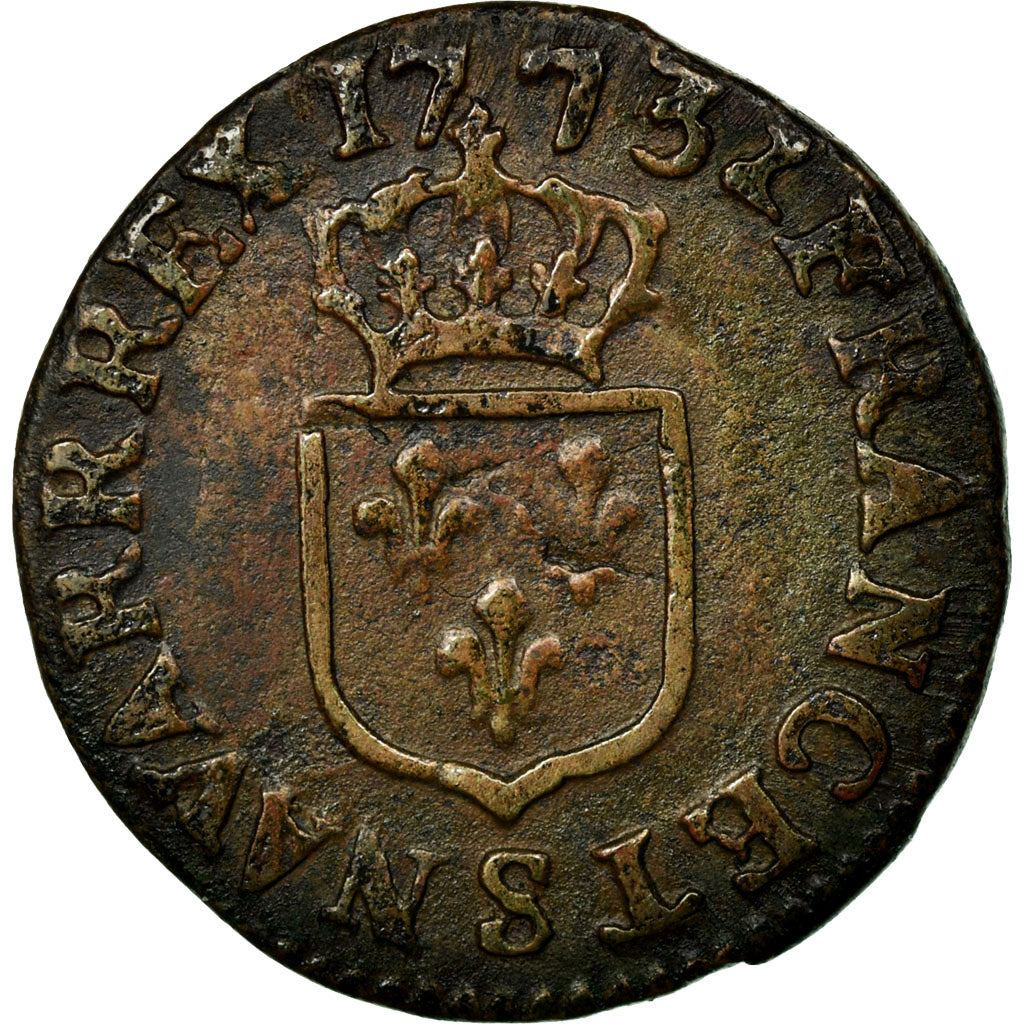Coin, France, Louis XV, Liard à la vieille tête, Liard, 1773, Reims