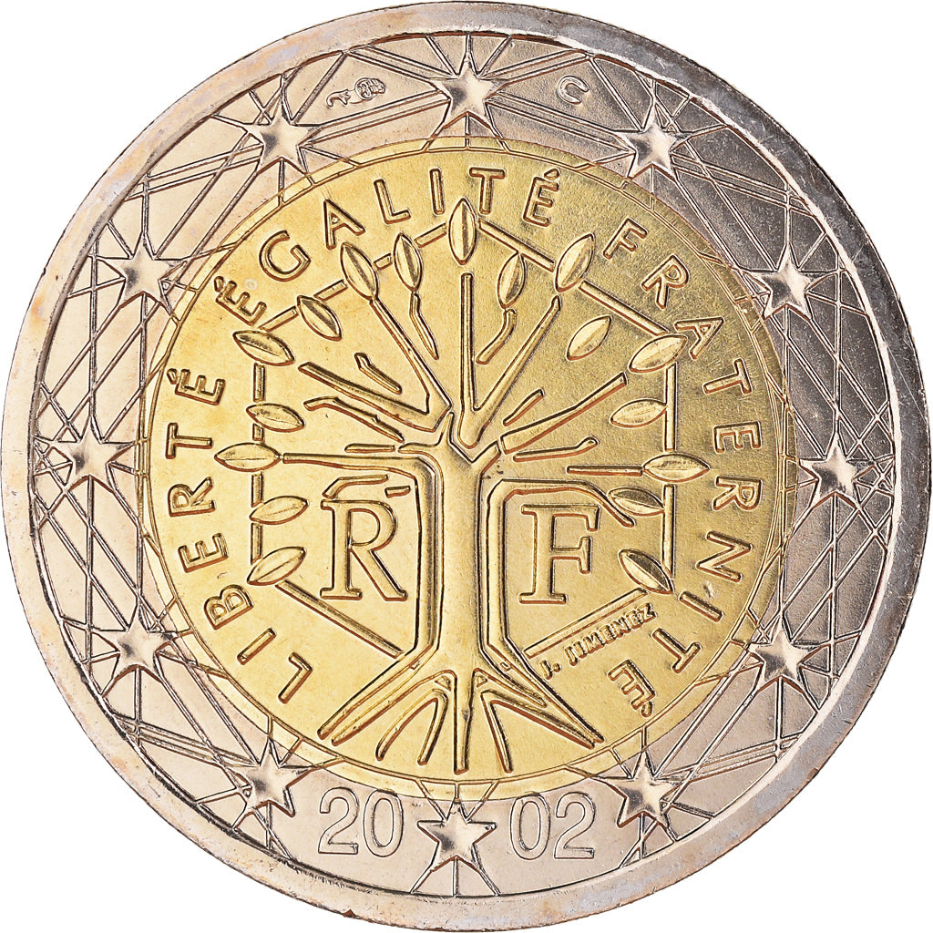 Francja, 2 Euro, 2002, Paris, BU, MS(65-70), Bimetaliczny, Gadoury:8., KM:1289
