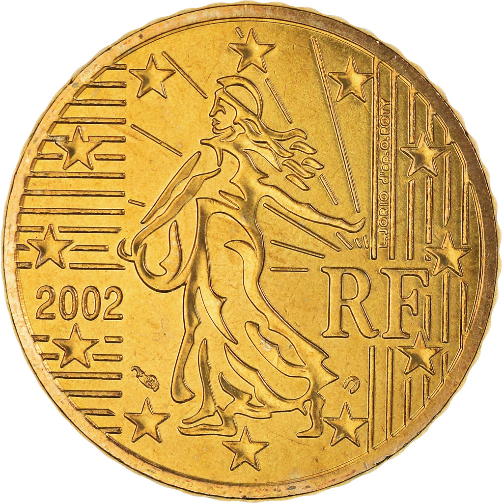 Francja, 50 Euro Cent, 2002, Paris, BU, MS(65-70), Mosiądz, KM:1287