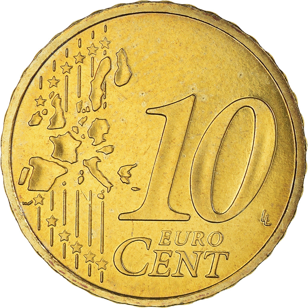 France, 10 Euro Cent, 2002, Paris, BU, FDC, Laiton, KM:1285