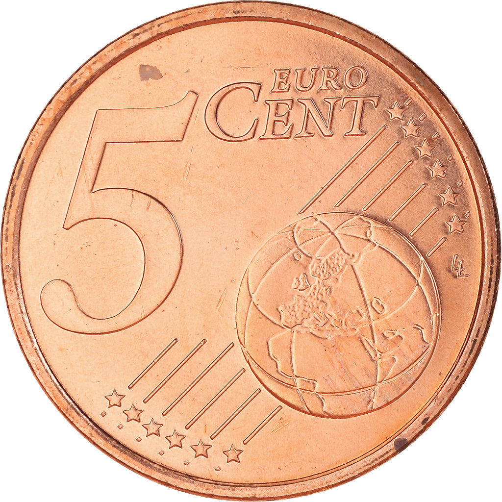 Frankrijk, 5 Euro Cent, 2002, Paris, BU, FDC, Copper Plated Steel, KM:1284