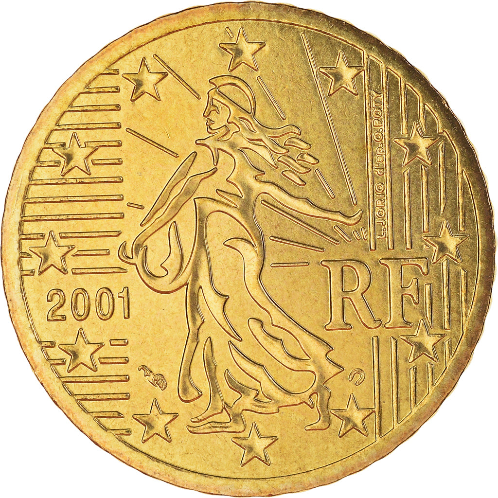 Frankreich, 50 Euro Cent, 2001, Paris, BU, STGL, Messing, KM:1287