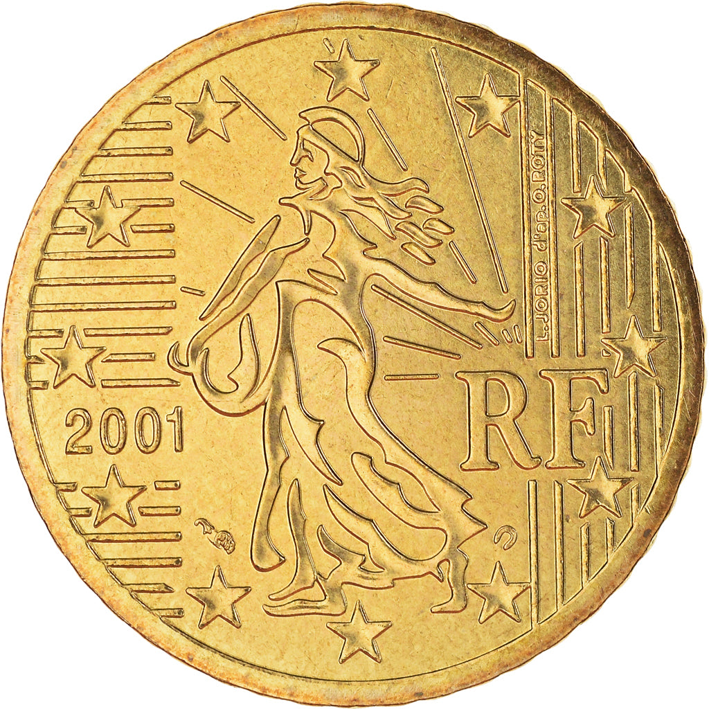 Frankrijk, 50 Euro Cent, 2001, Paris, BU, FDC, Tin, KM:1287