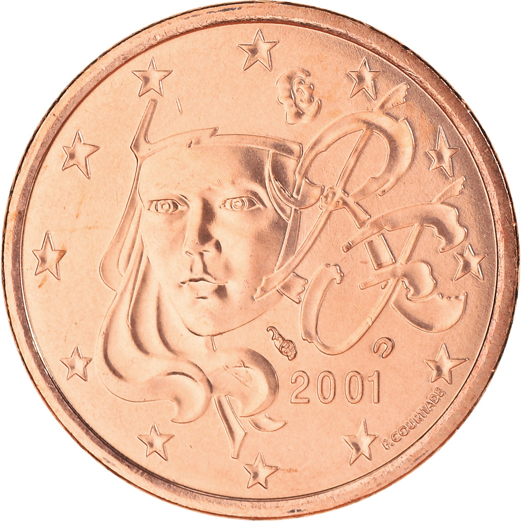 Francia, 5 Euro Cent, 2001, Paris, BU, FDC, Cobre chapado en acero, KM:1284