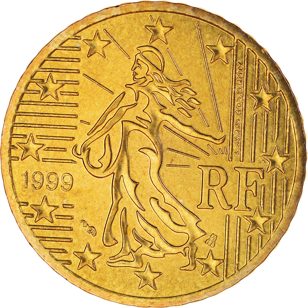 France, 50 Euro Cent, 1999, Paris, BU, MS(65-70), Brass, KM:1287