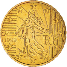 France, 10 Euro Cent, 1999, Paris, BU, MS(65-70), Brass, KM:1285
