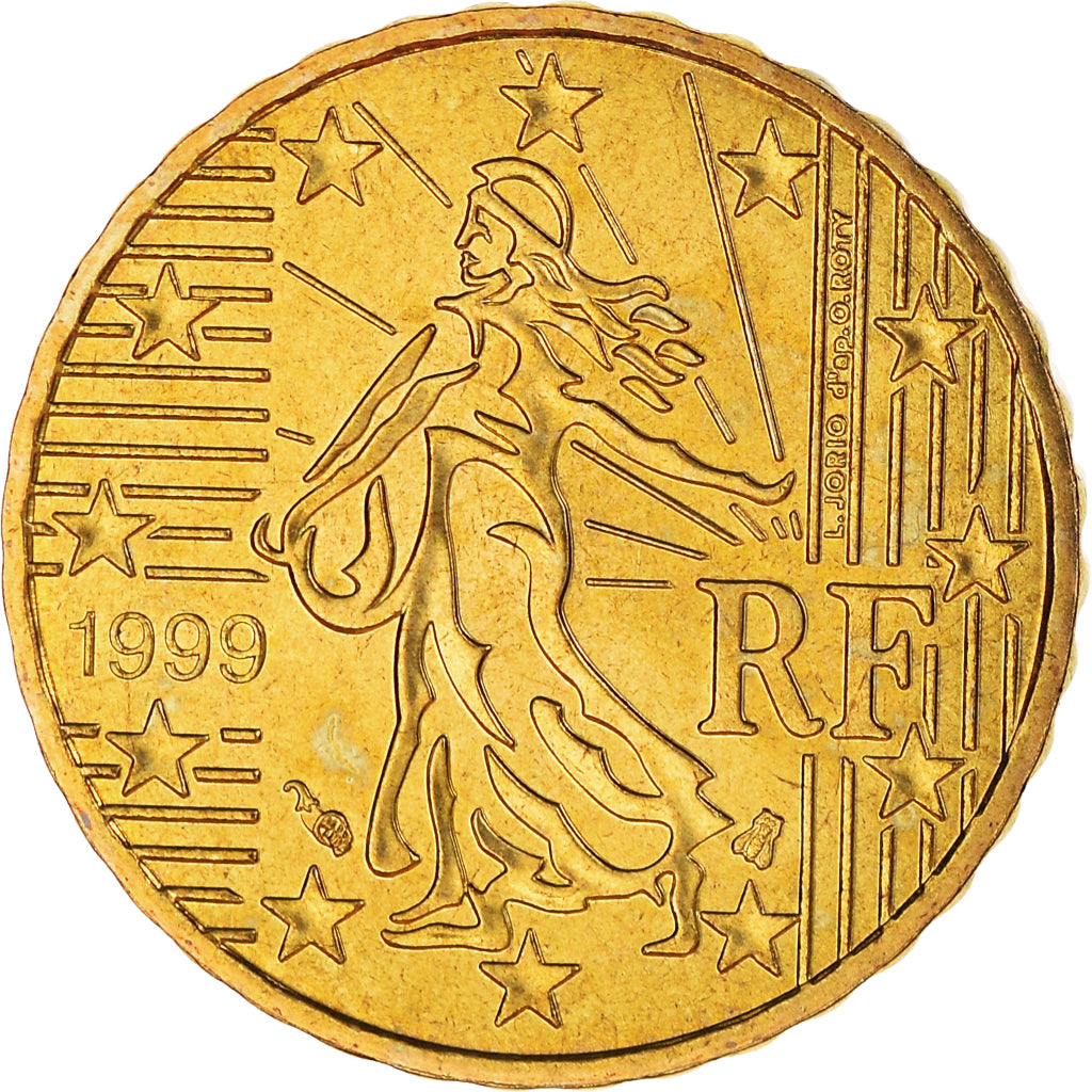France, 10 Euro Cent, 1999, Paris, BU, MS(65-70), Brass, KM:1285