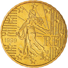 France, 10 Euro Cent, 1999, Paris, BU, MS(65-70), Brass, KM:1285