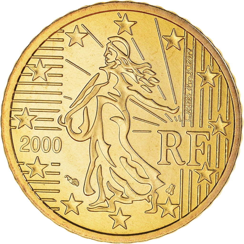 France, 50 Euro Cent, 2000, Paris, Proof / BE, MS(65-70), Brass, Gadoury:6.
