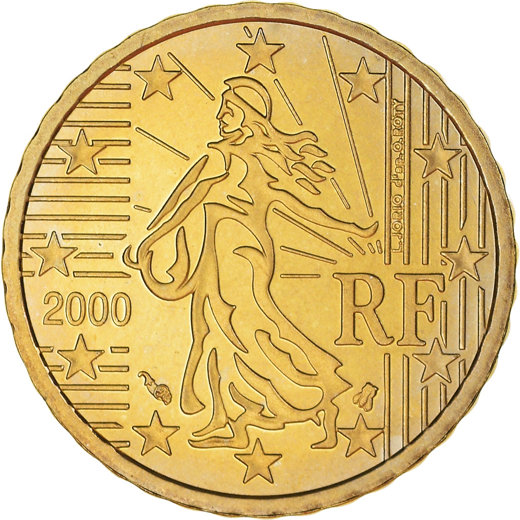 Francja, 10 Euro Cent, 2000, Paris, Proof / BE, MS(65-70), Mosiądz, Gadoury:4a
