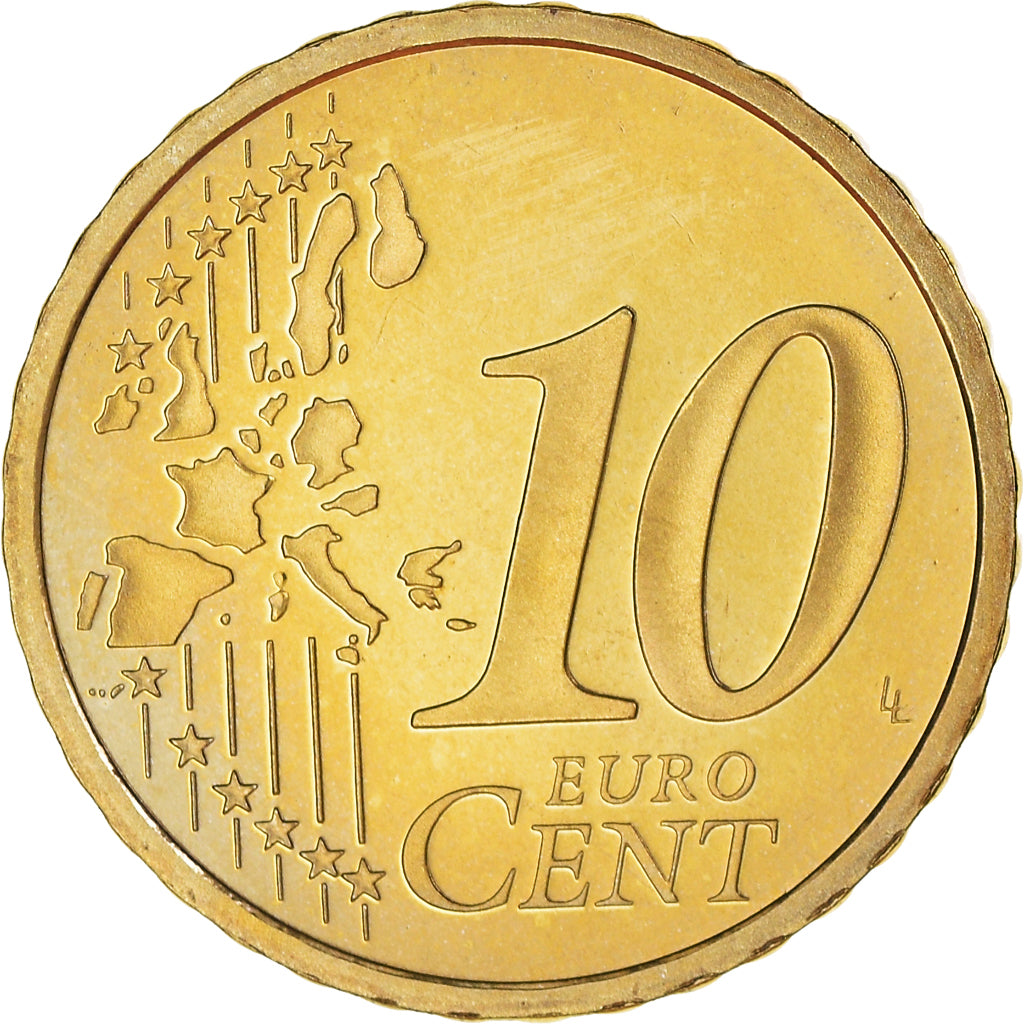 Francja, 10 Euro Cent, 2000, Paris, Proof / BE, MS(65-70), Mosiądz, Gadoury:4a