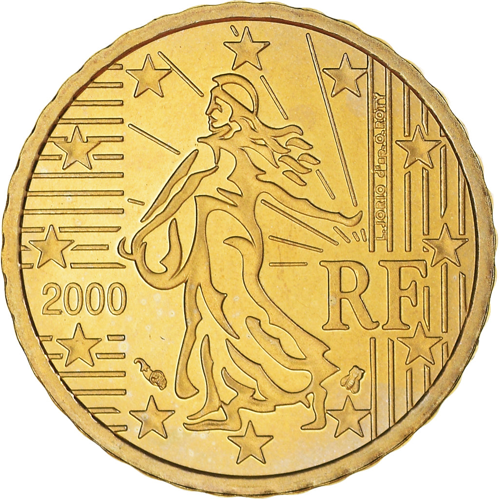 Francja, 10 Euro Cent, 2000, Paris, Proof / BE, MS(65-70), Mosiądz, Gadoury:4a