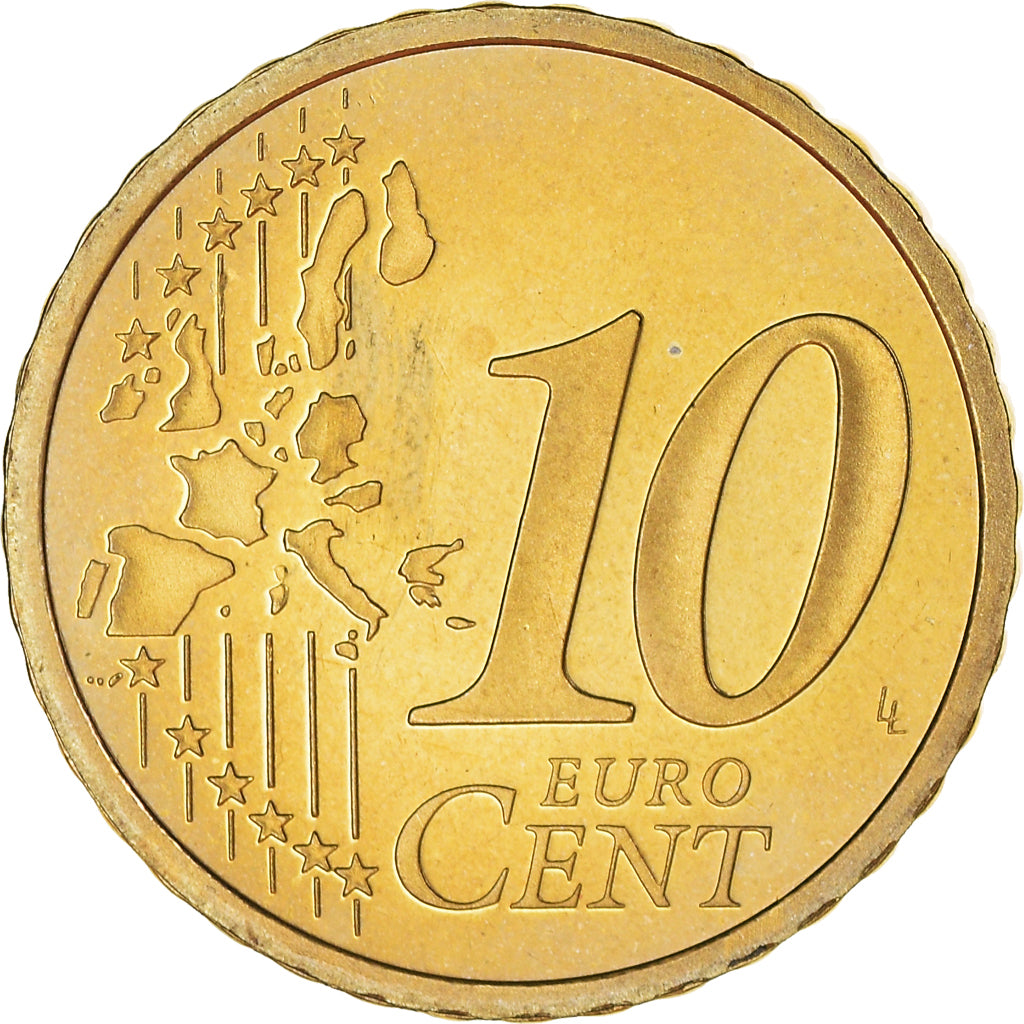 Francja, 10 Euro Cent, 2000, Paris, Proof / BE, MS(65-70), Mosiądz, Gadoury:4a