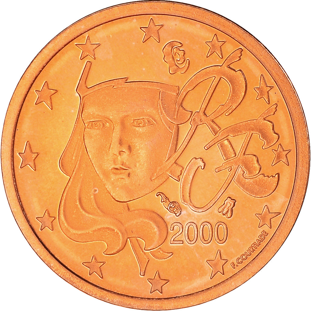 France, Euro Cent, 2000, Paris, Proof / BE, FDC, Cuivre plaqué acier